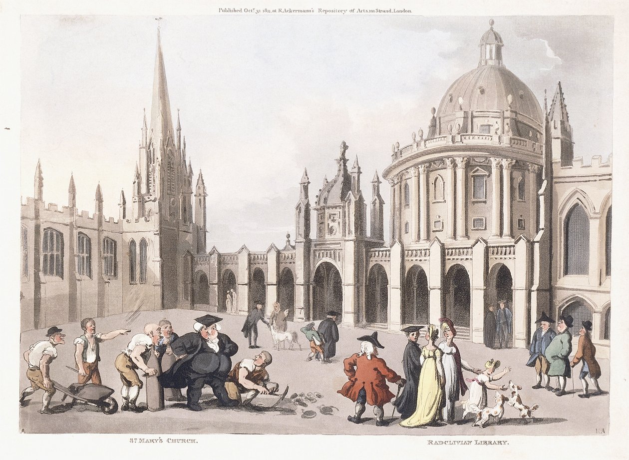 Kostel Panny Marie a Radcliviánská knihovna, 1809-1811 od Thomas Rowlandson