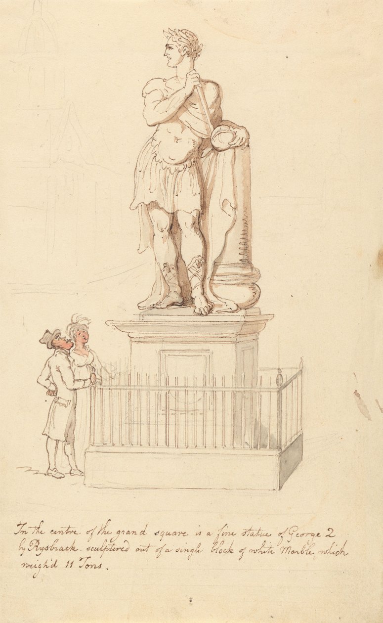 Socha Jiřího II., Greenwich od Thomas Rowlandson