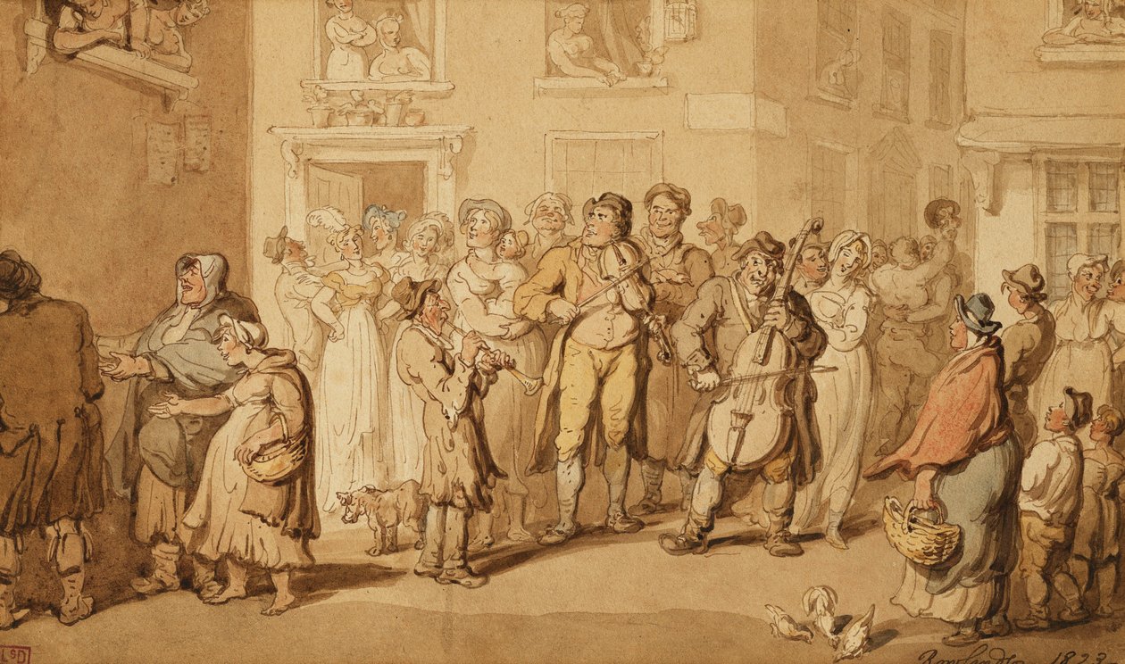 Pouliční hudebníci, 1823 od Thomas Rowlandson