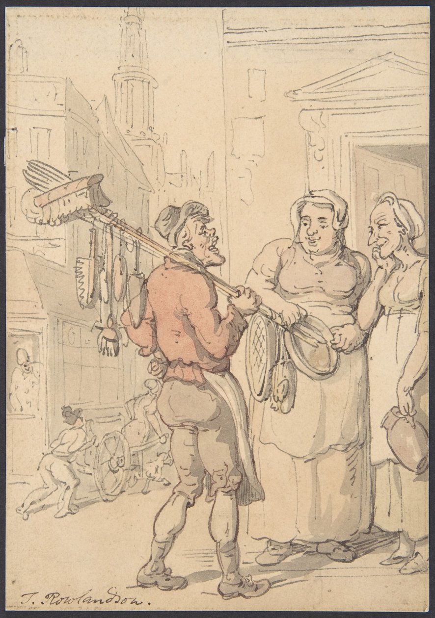 Pohled do ulice: Prodejce štětců od Thomas Rowlandson