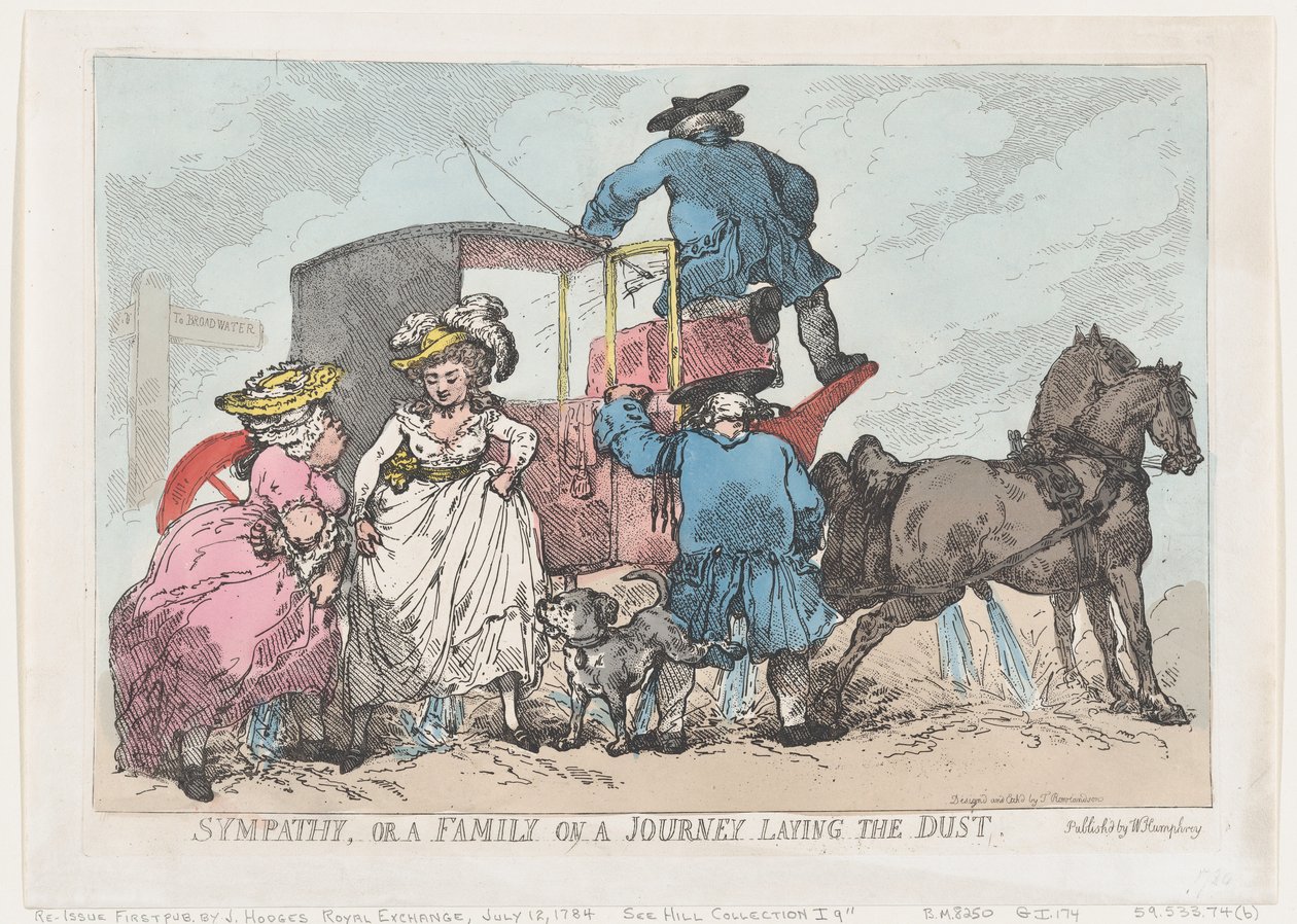 Sympatie aneb rodina na cestě pokládající prach, 12. července 1784, 12. července 1784. od Thomas Rowlandson