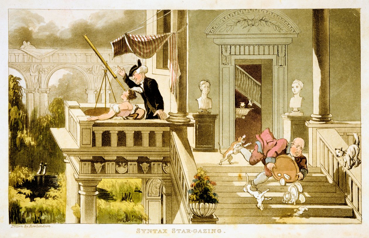 Syntaxe Star-gazing, c1815 od Thomas Rowlandson