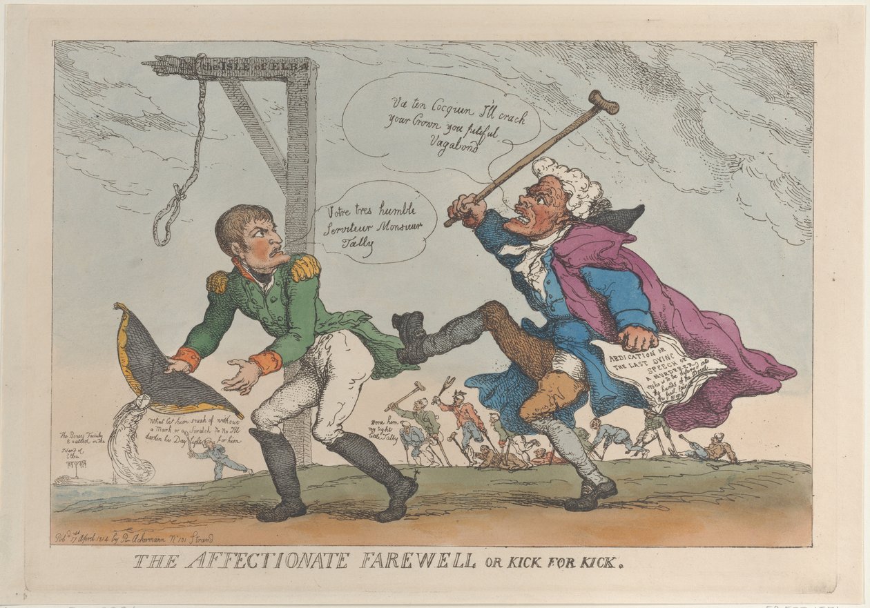 Láskyplné rozloučení aneb kopnutí za kopání, 17. dubna 1814, 17. dubna 1814. od Thomas Rowlandson
