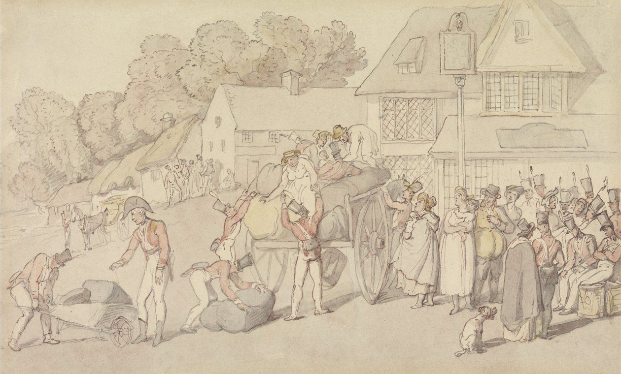 Příchod oddílu milice do hostince od Thomas Rowlandson