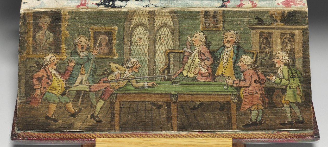 "The Book of Common Prayer", detail obrazu na přední hraně "Biliard Game", 1772 od Thomas Rowlandson