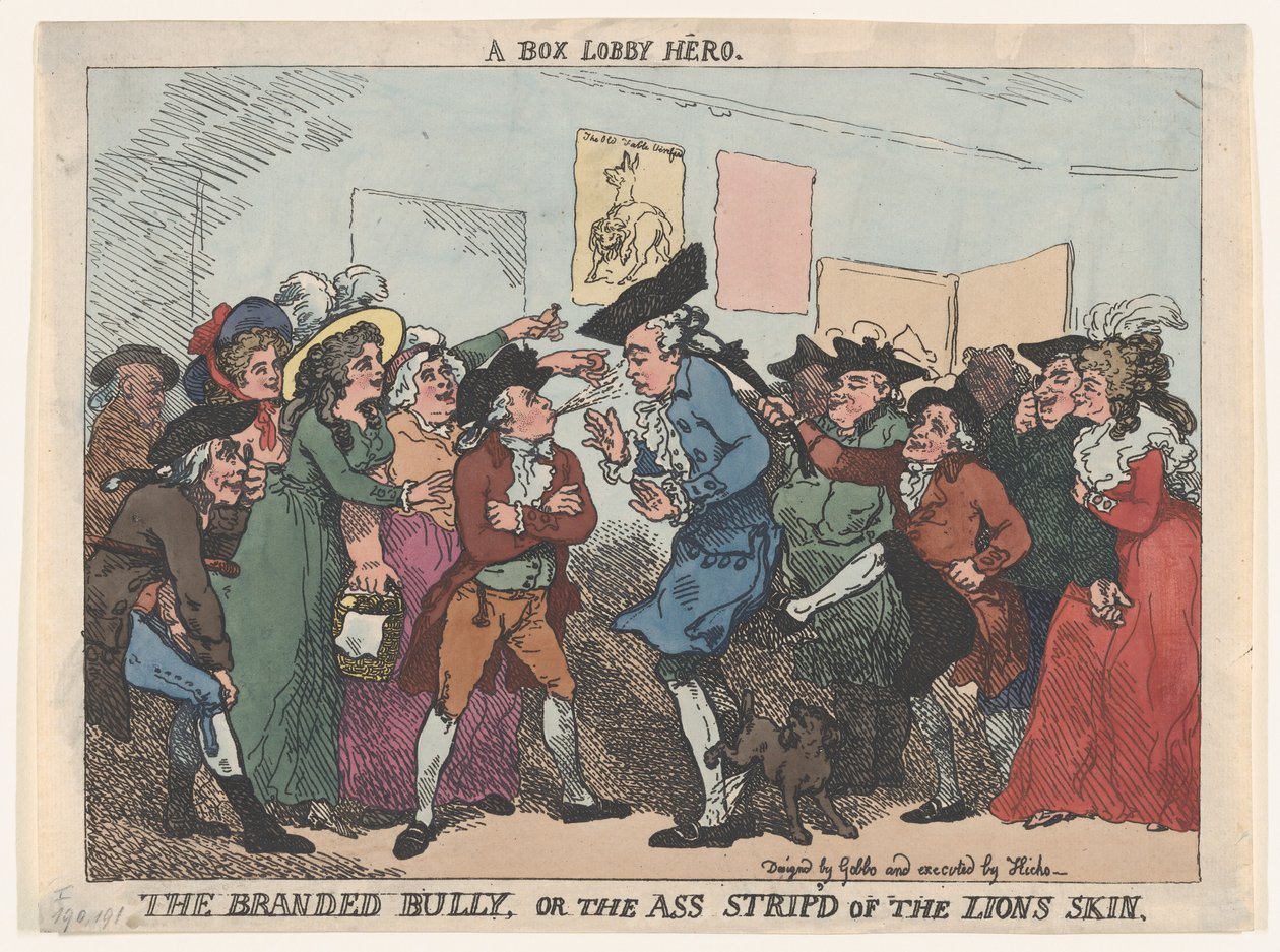 Značkový tyran aneb svlečený zadek ze lví kůže, 1786., 1786. od Thomas Rowlandson