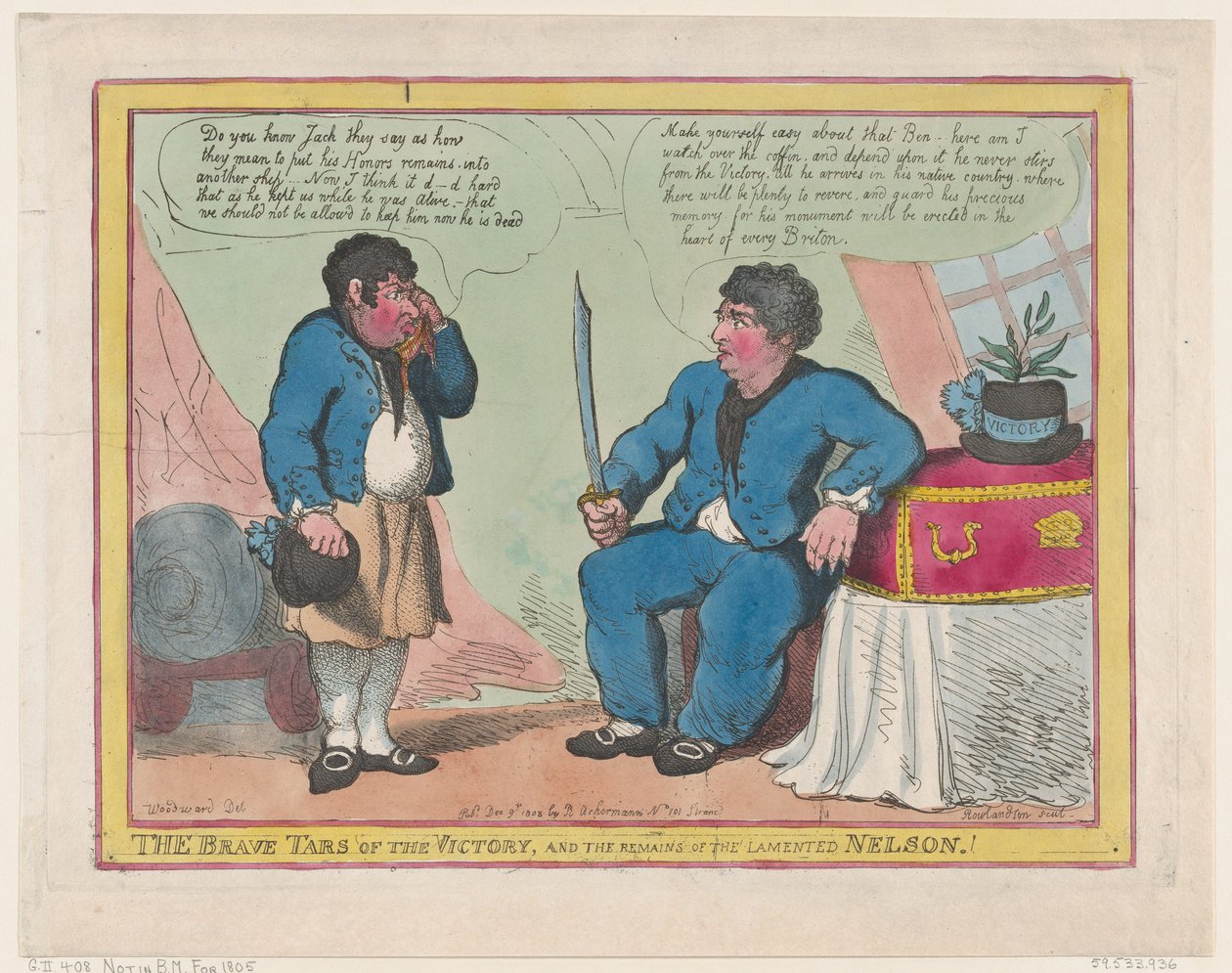 Stateční dehti vítězství a pozůstatky ubrečeného Nelsona!, 1. května 1806, 1. května 1806. od Thomas Rowlandson