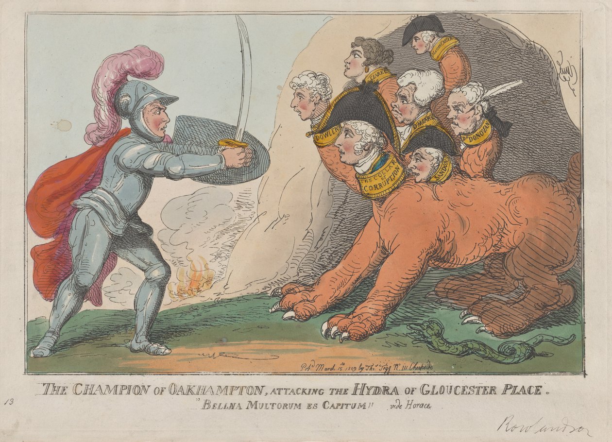 The Champion of Oakhampton, Attacking the Hydra of Gloucester Place, 15. března 1809., 15. března 1809 od Thomas Rowlandson