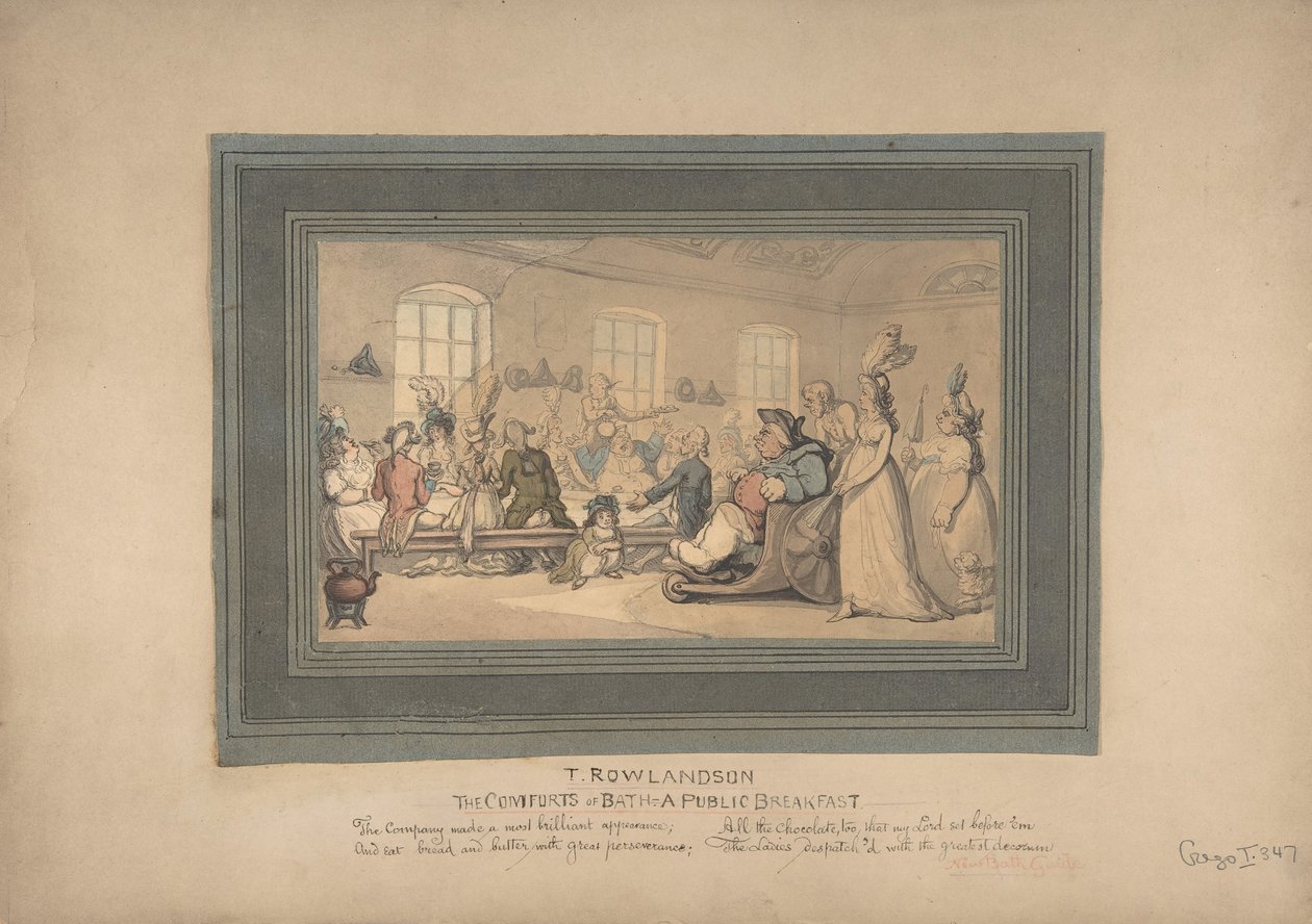 The Comforts of Bath a veřejné snídaně, 1780-1827. od Thomas Rowlandson