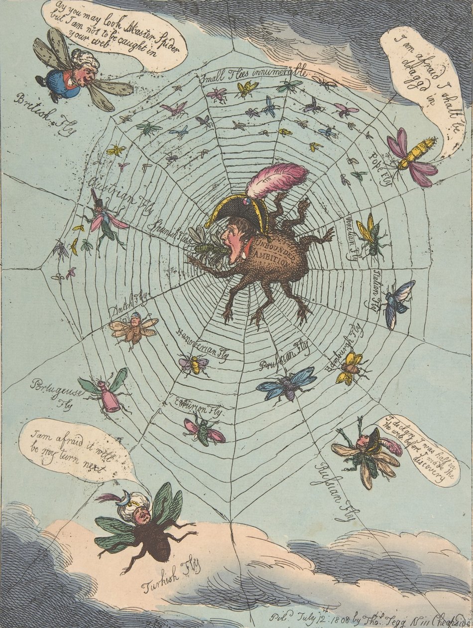 Korsický pavouk ve své síti!, 12. července 1808, 12. července 1808. od Thomas Rowlandson