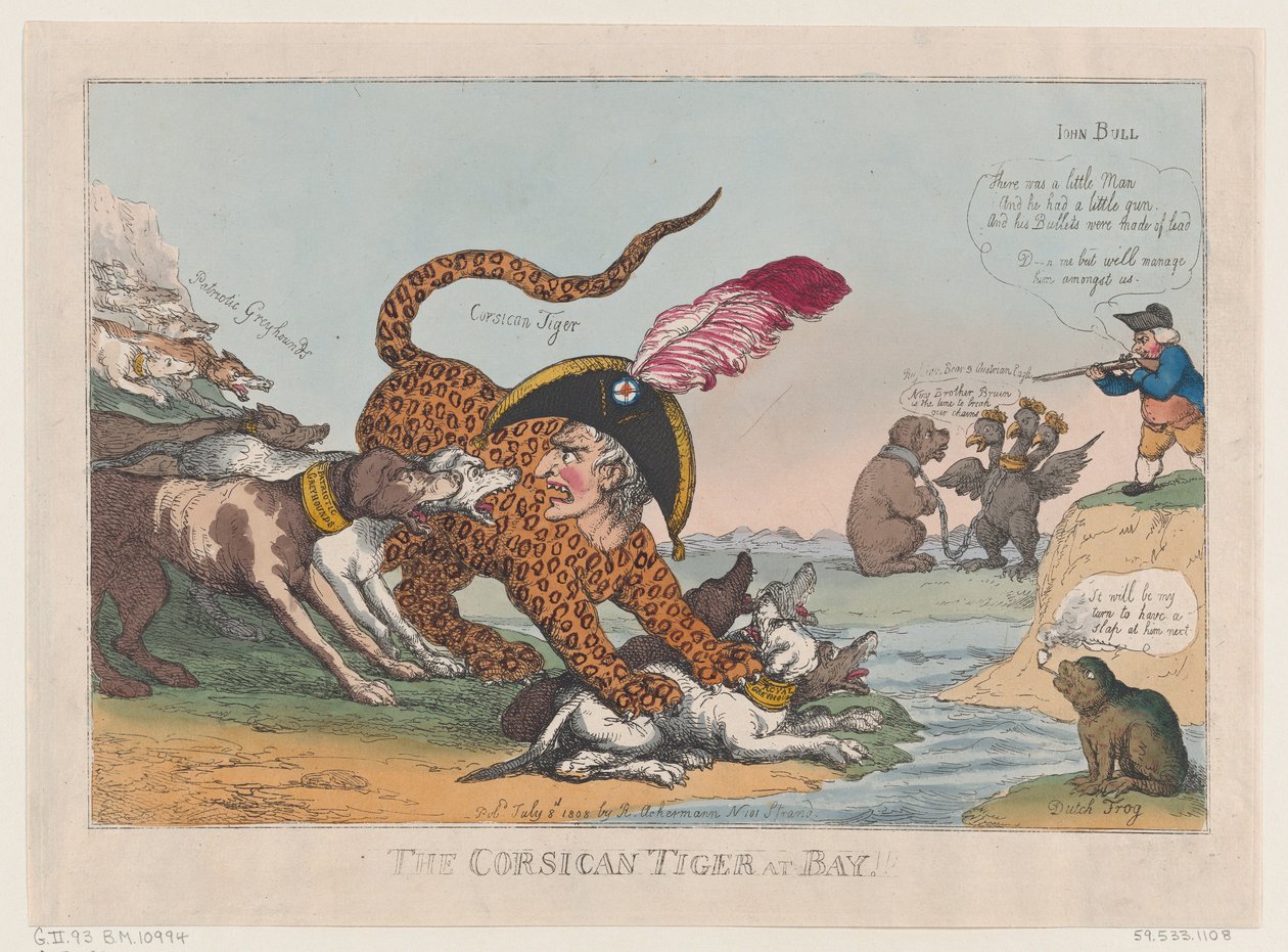 Korsický tygr v zátoce!, 8. července 1808, 8. července 1808. od Thomas Rowlandson