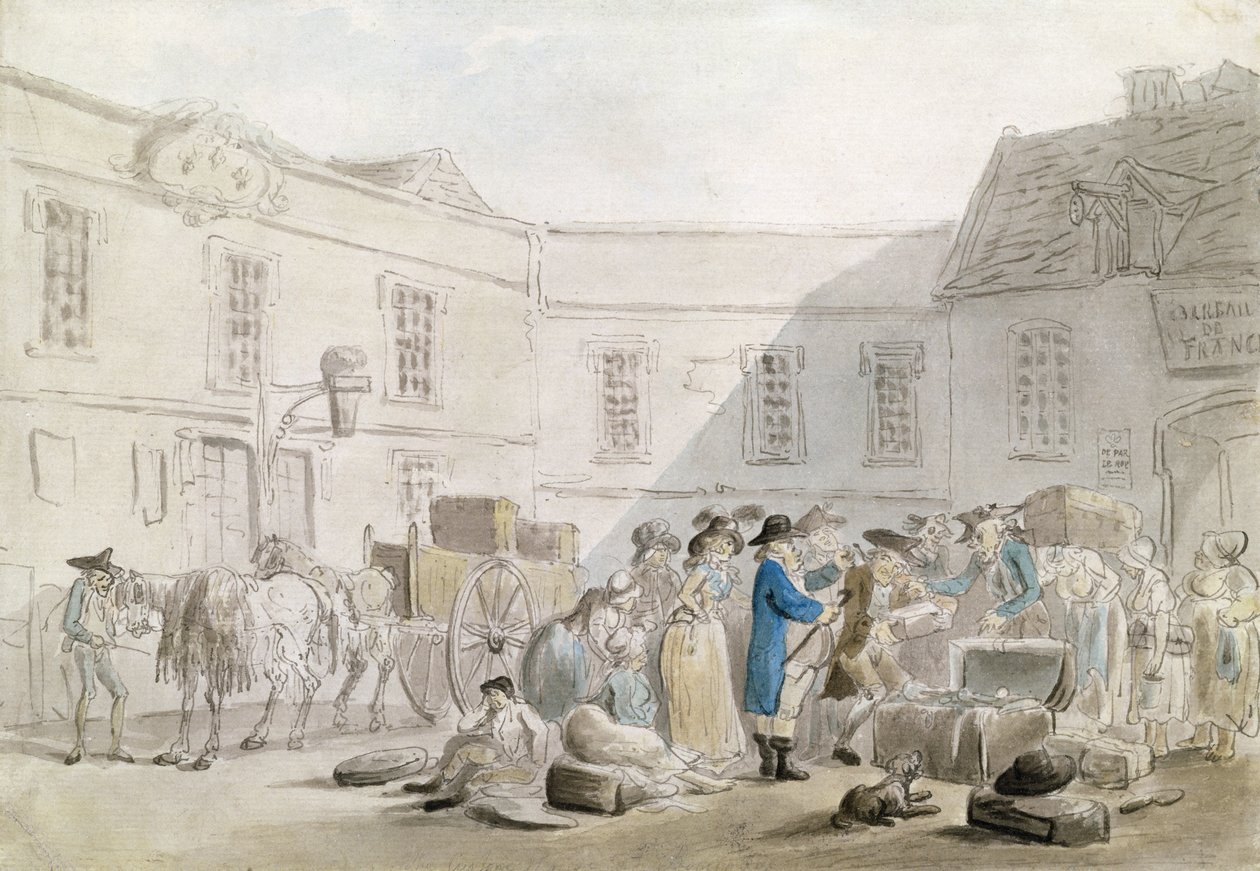 Celnice v Boulogne (wc s perem a šedým inkoustem přes tužku na papíře) od Thomas Rowlandson