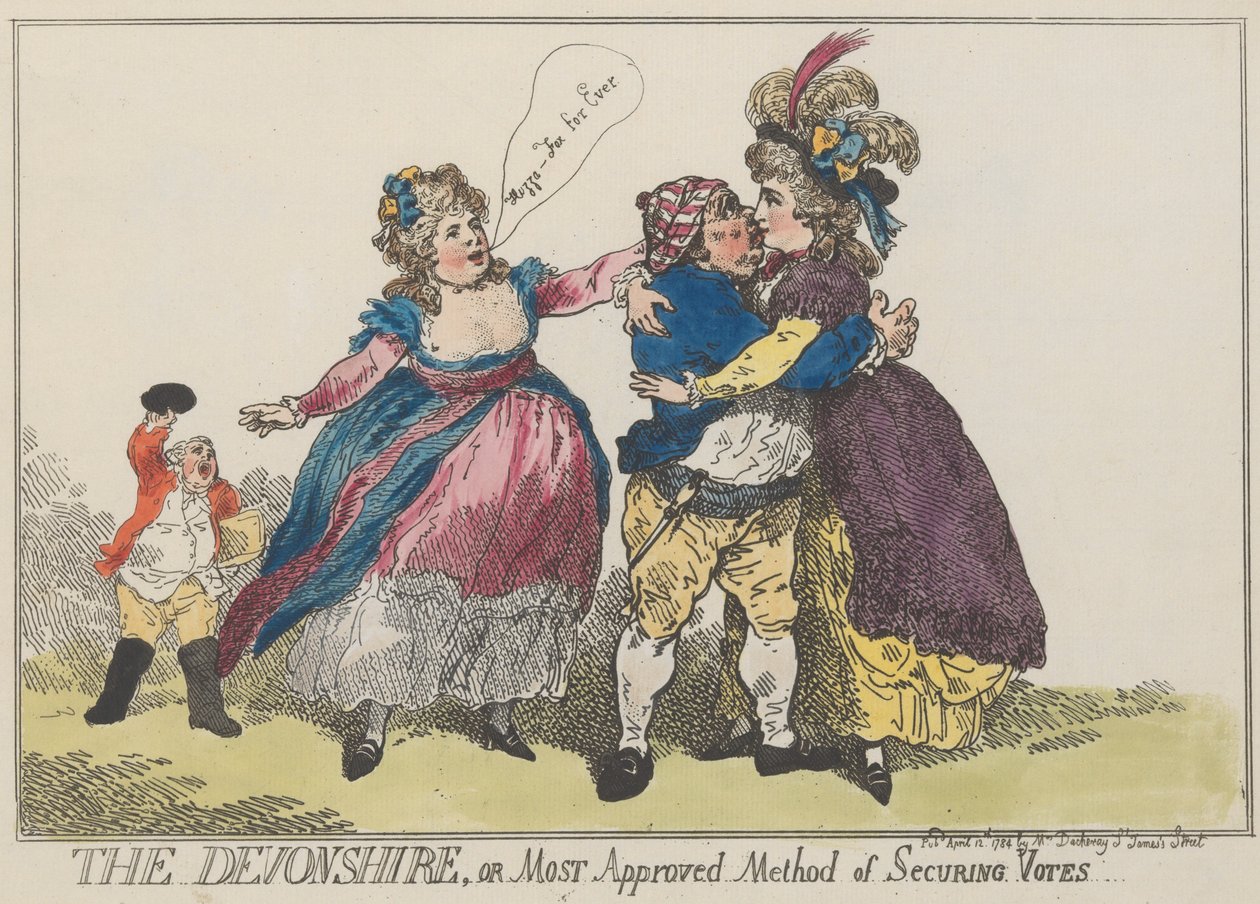 The Devonshire, nebo Most Approved Method of Sacuring Votes, 12. dubna 1784, 12. dubna 1784. od Thomas Rowlandson
