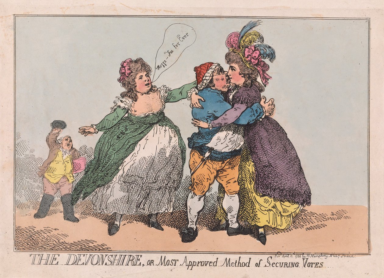 The Devonshire, nebo Most Approved Method of Sacuring Voles, pub. 1784 (ručně kolorovaná rytina) od Thomas Rowlandson