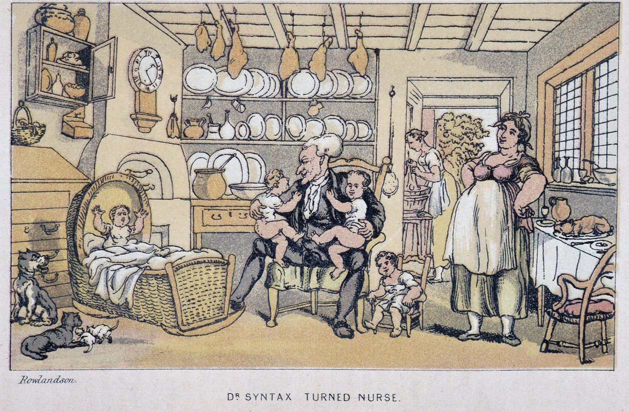 The Doctor Keeping Children - ve „“ třech turné doktora Syntaxe: při hledání malebné útěchy a manželky“ od Williama Combe, nemocného. Rowlandson od Thomas Rowlandson
