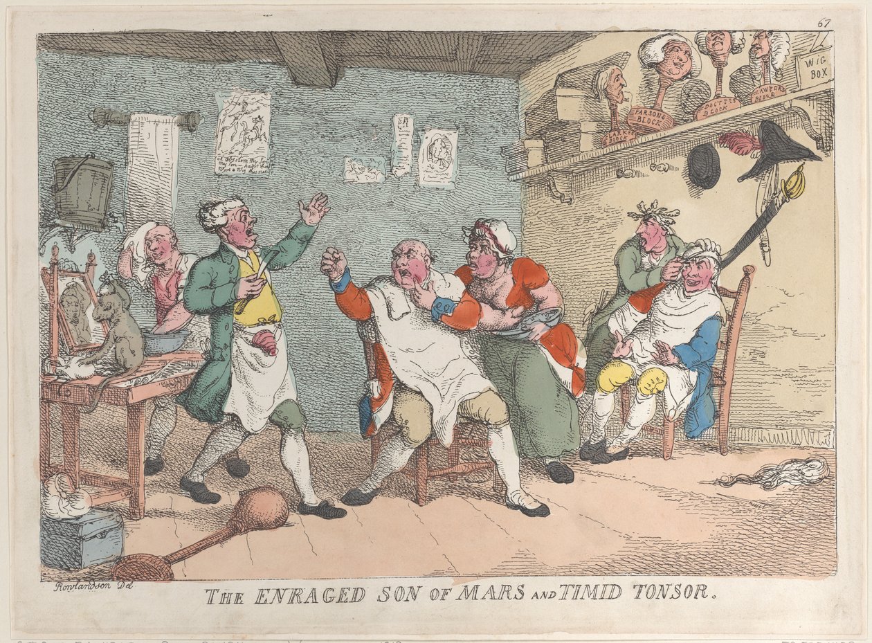 Rozzuřený syn Marsu a Timid Tonsor, 20. dubna 1811, 20. dubna 1811. od Thomas Rowlandson