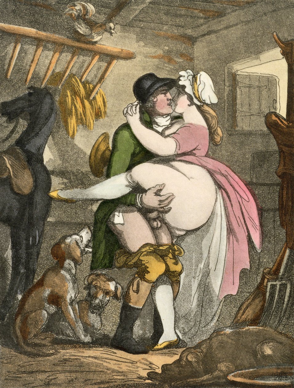 Farmář a dojička, 1808-17 (akvatinta) od Thomas Rowlandson