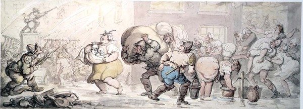 Oheň (akvarel) od Thomas Rowlandson