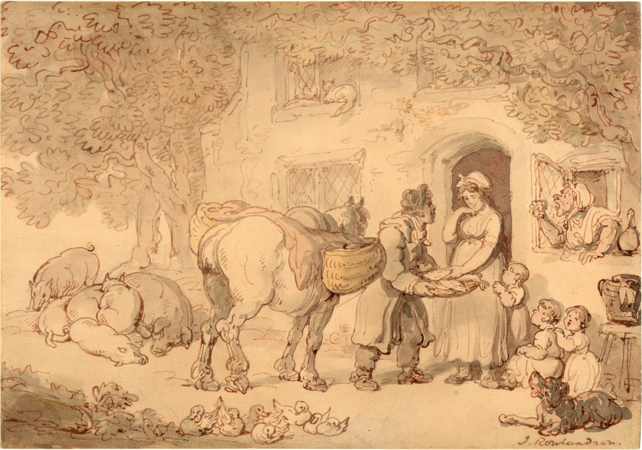 The Fishseller, asi 1775-1800 (akvarel a inkoust) od Thomas Rowlandson