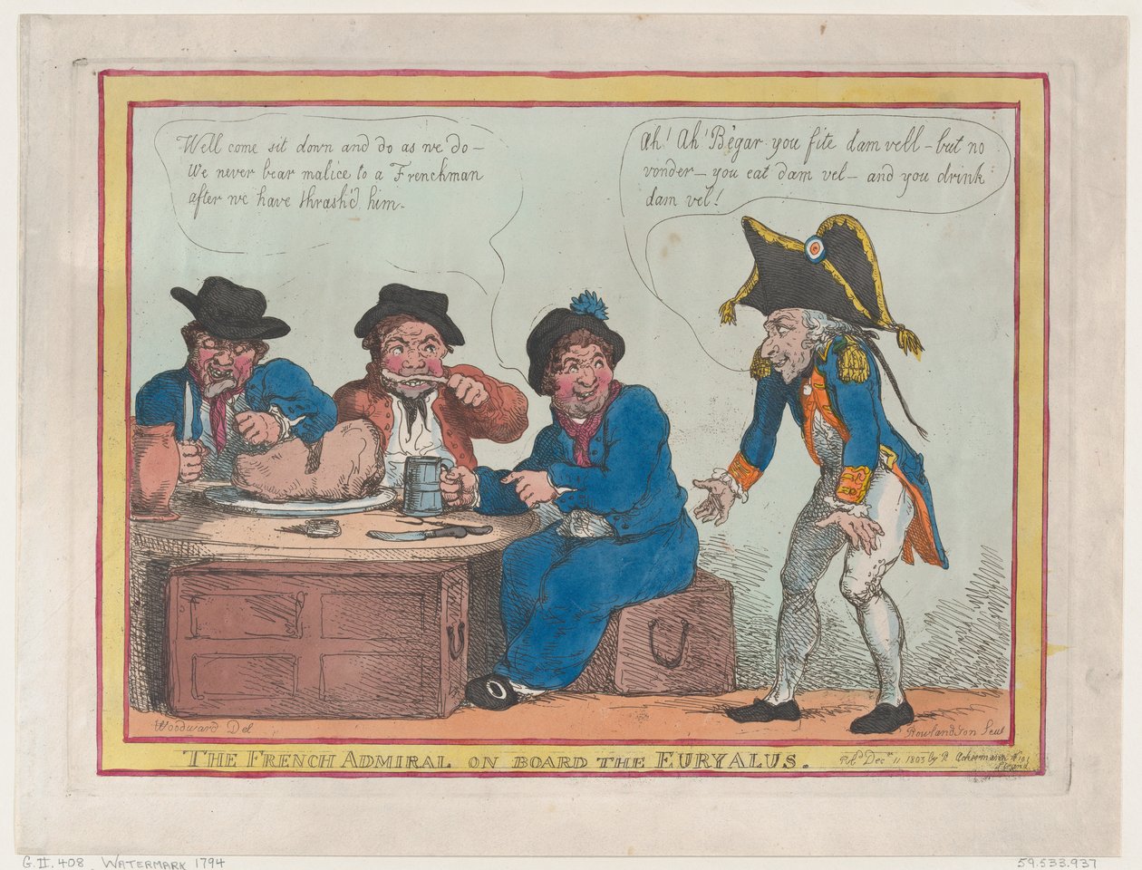 Francouzský admirál na palubě Euryalus, 11. prosince 1803, 11. prosince 1803. od Thomas Rowlandson