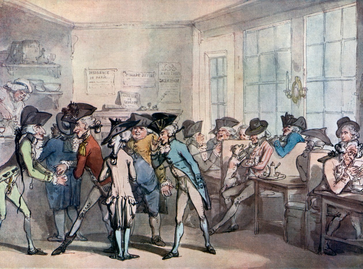 Francouzská kavárna, konec 18. století od Thomas Rowlandson