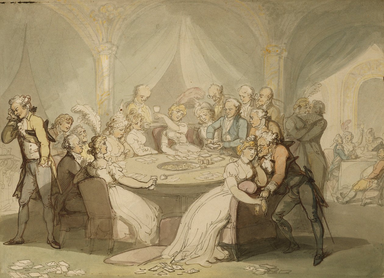 Herní stůl, od Thomas Rowlandson