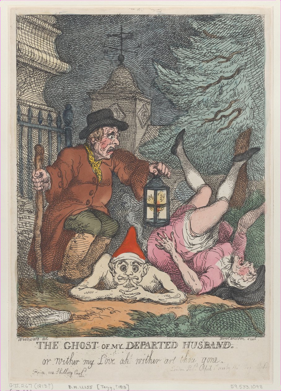 Duch mého zesnulého manžela aneb chřadne má láska ach chřadne jsi pryč, dubna..., 1. dubna 1808. od Thomas Rowlandson