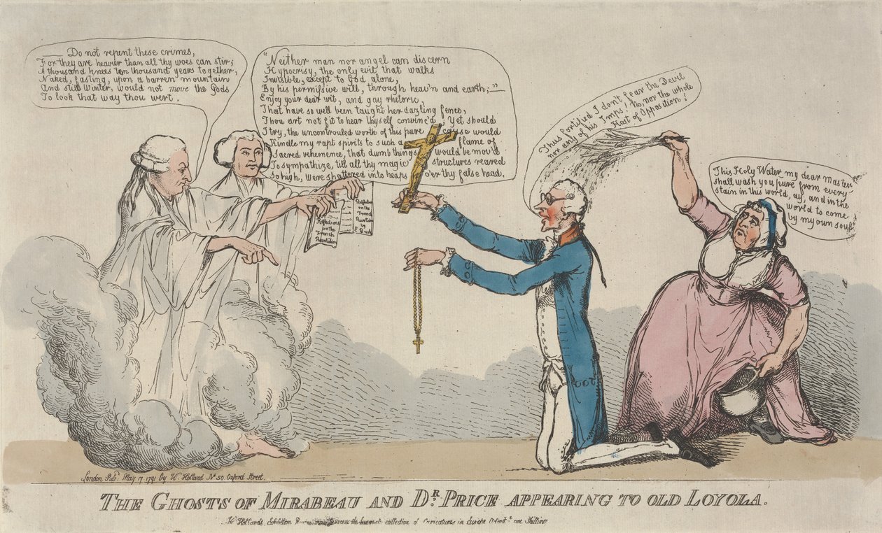 Duchové Mirabeaua a doktora Price, kteří se zjevili starému Loyolovi od Thomas Rowlandson