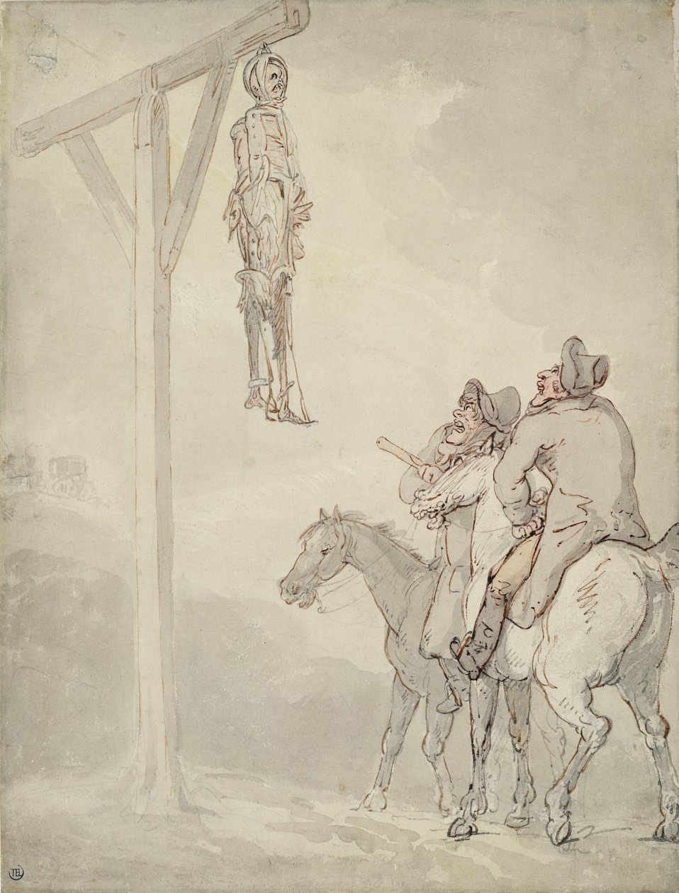 The Gibbet (pero a inkoust, akvarel a tužka na papíře) od Thomas Rowlandson