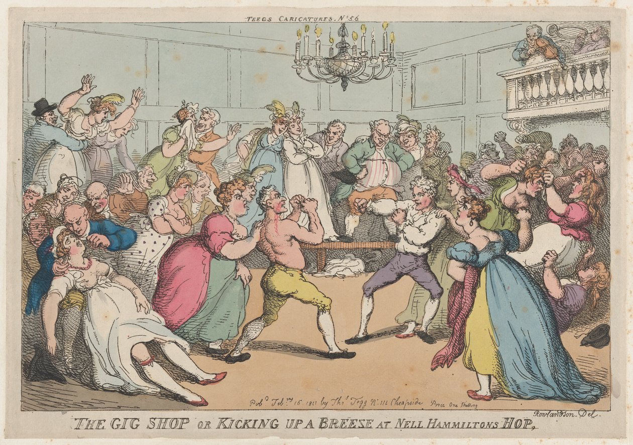 The Gig Shop aneb Kicking Up a Breeze at Nell Hammiltons Hop, 16. února 1811, 16. února 1811. od Thomas Rowlandson
