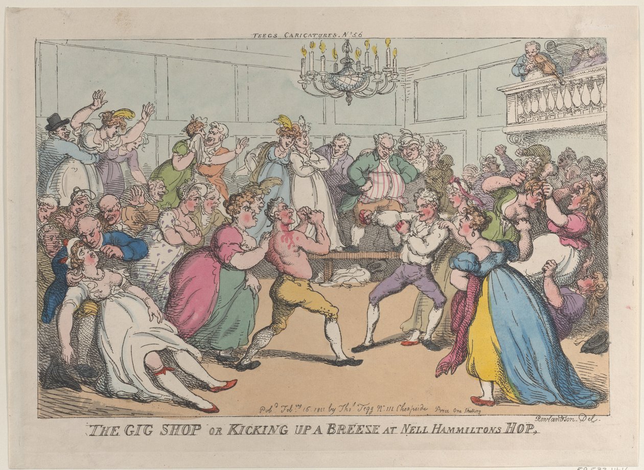 The Gig Shop aneb Kicking Up a Breeze at Nell Hammiltons Hop, 16. února 1811, 16. února 1811. od Thomas Rowlandson