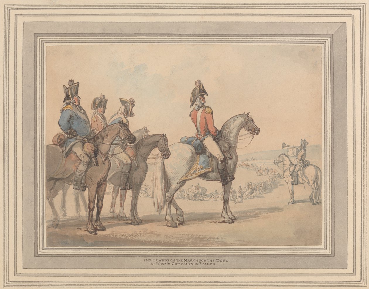 Stráže na pochodu za tažení vévody z Yorku ve Francii od Thomas Rowlandson
