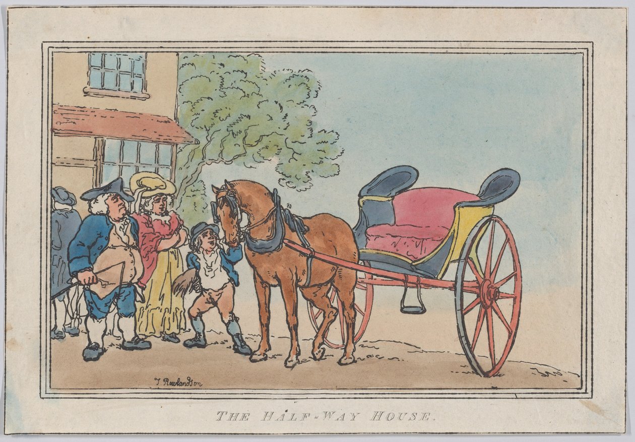 The Half-Way House, publikoval 1787 a později reedici., publikoval 1787 pozdější reedici. od Thomas Rowlandson