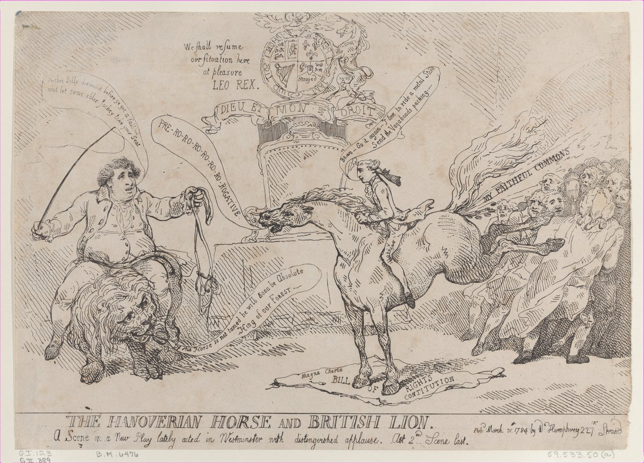 Hannoverský kůň a britský lev, 31. března 1784, 31. března 1784. od Thomas Rowlandson
