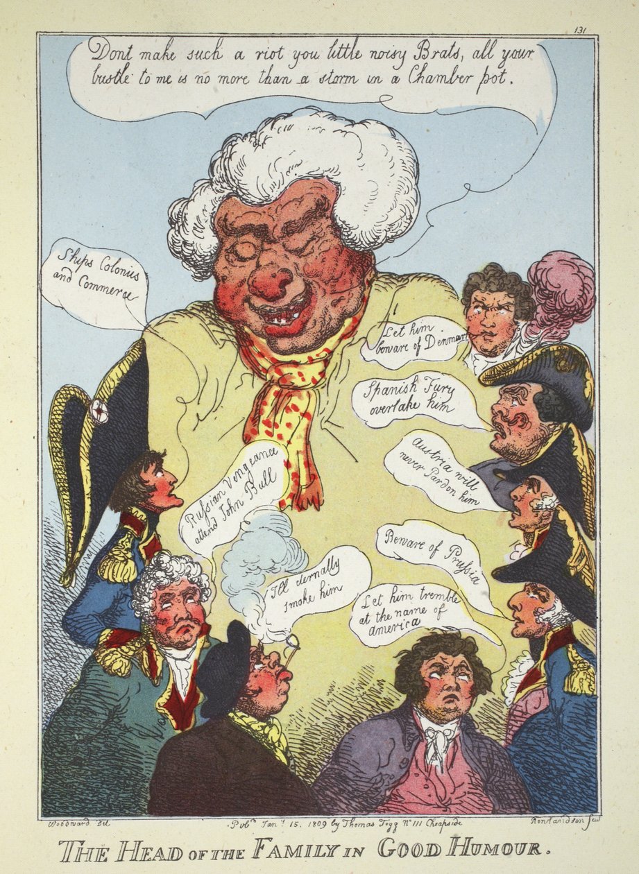 Hlava rodiny v dobré náladě, hospoda. Thomas Tegg, 15. ledna 1809 (ručně kolorovaná rytina) od Thomas Rowlandson