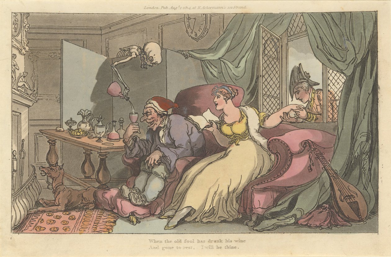 Honey Moon Anglický tanec smrti, deska 13, 1. srpna 1814. od Thomas Rowlandson