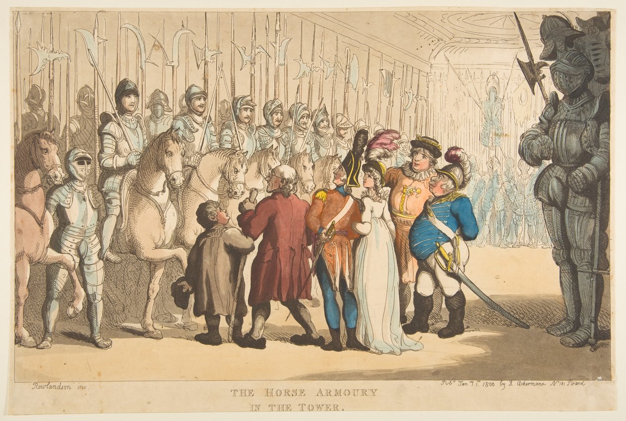 Koňská zbrojnice ve věži, 1. ledna 1800. od Thomas Rowlandson