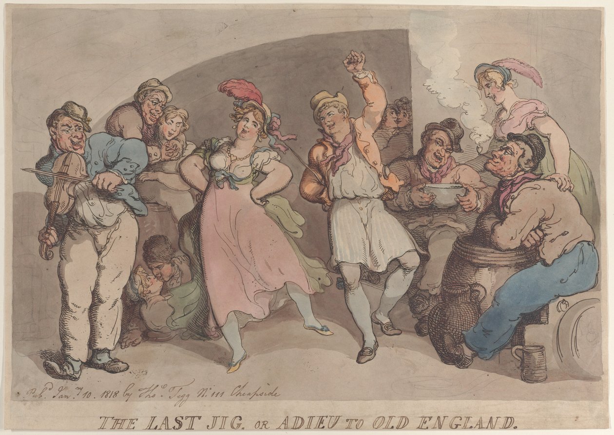 The Last Jig nebo Adieu to Old England, 10. ledna 1818., 10. ledna 1818. od Thomas Rowlandson