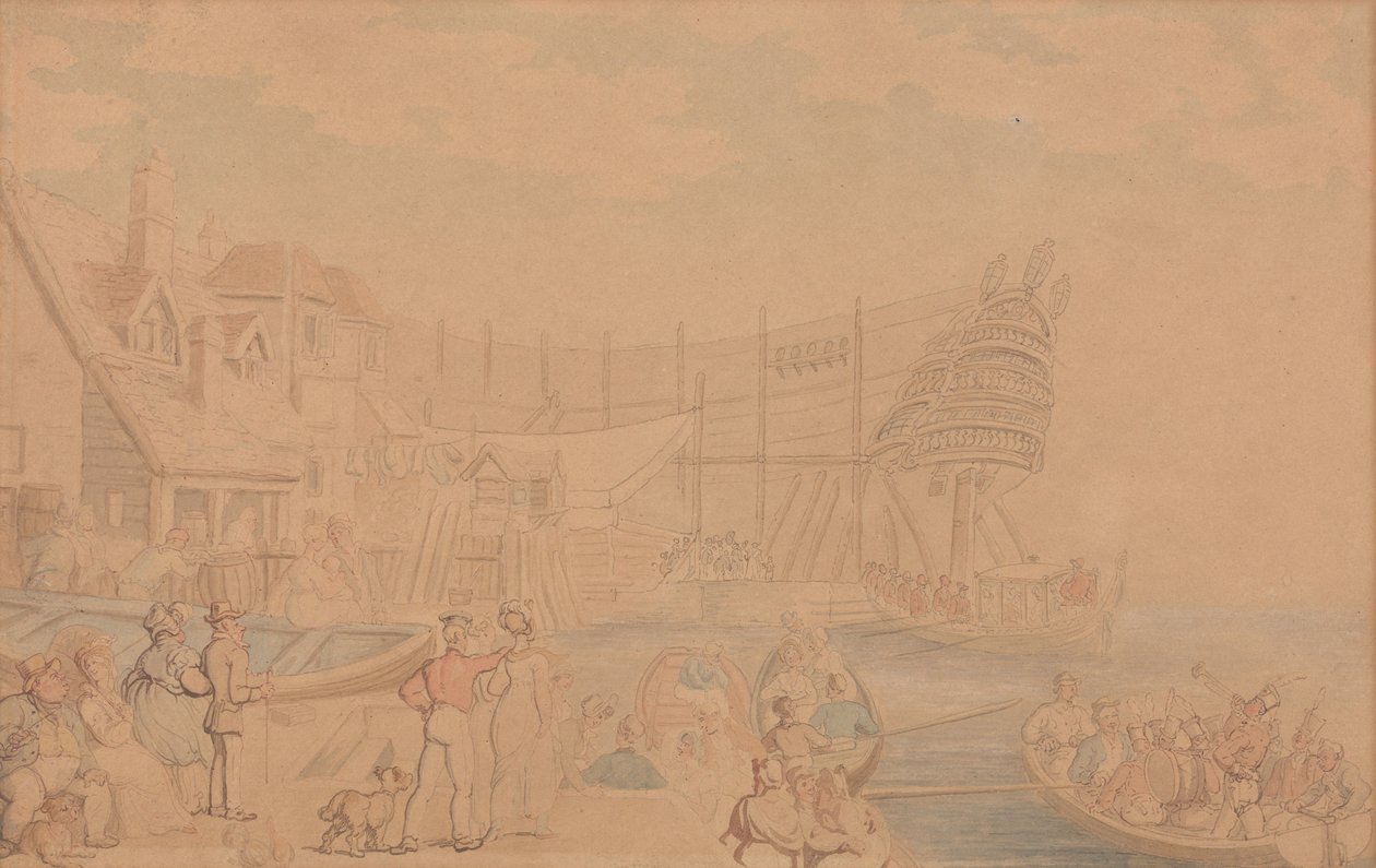Složení lodi na vodu od Thomas Rowlandson