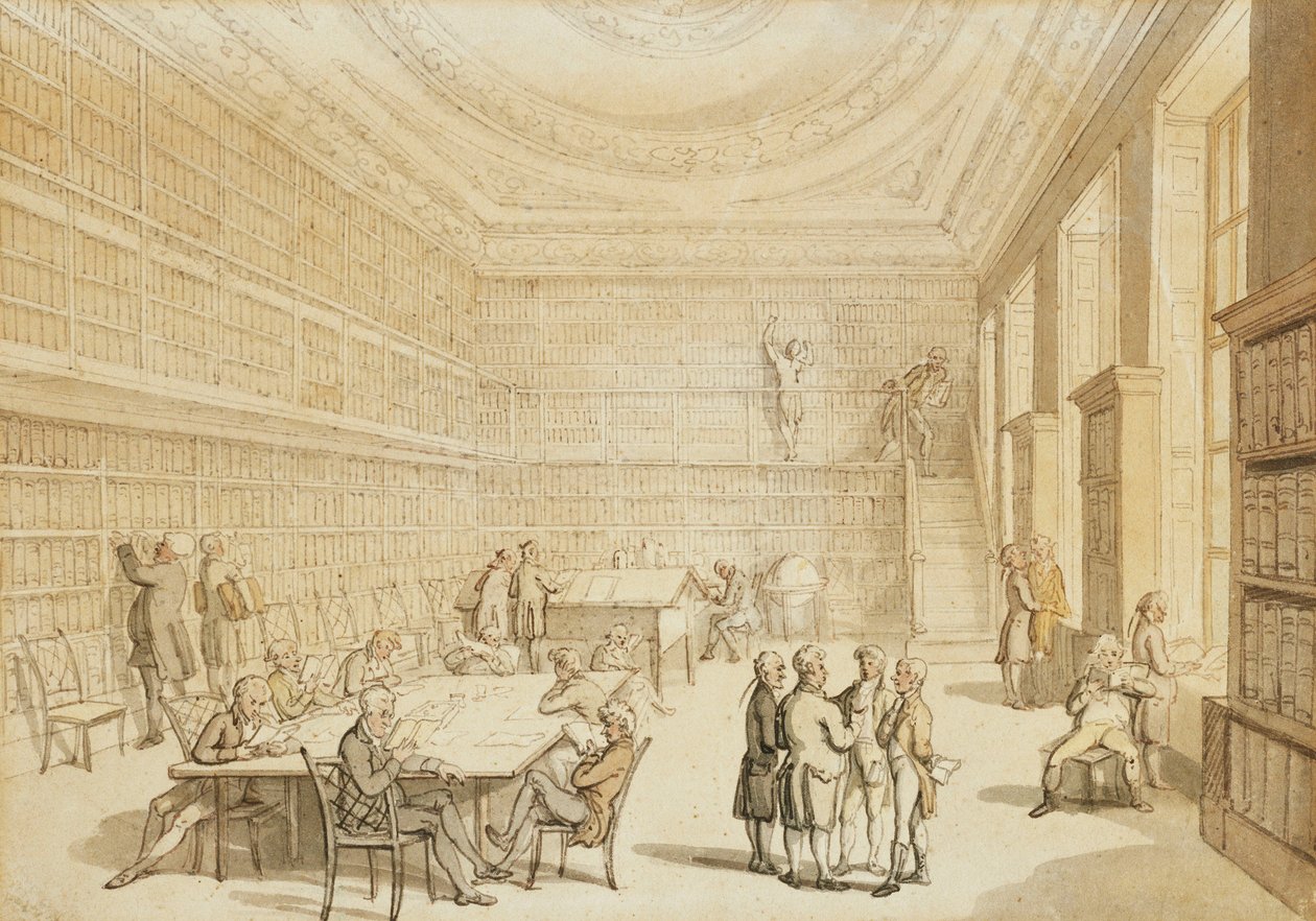 Knihovna Královské instituce, Albemarle Street, od Thomas Rowlandson