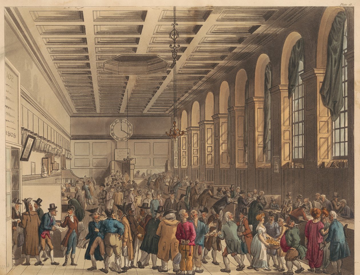 Dlouhá síň, Custom House od Thomas Rowlandson