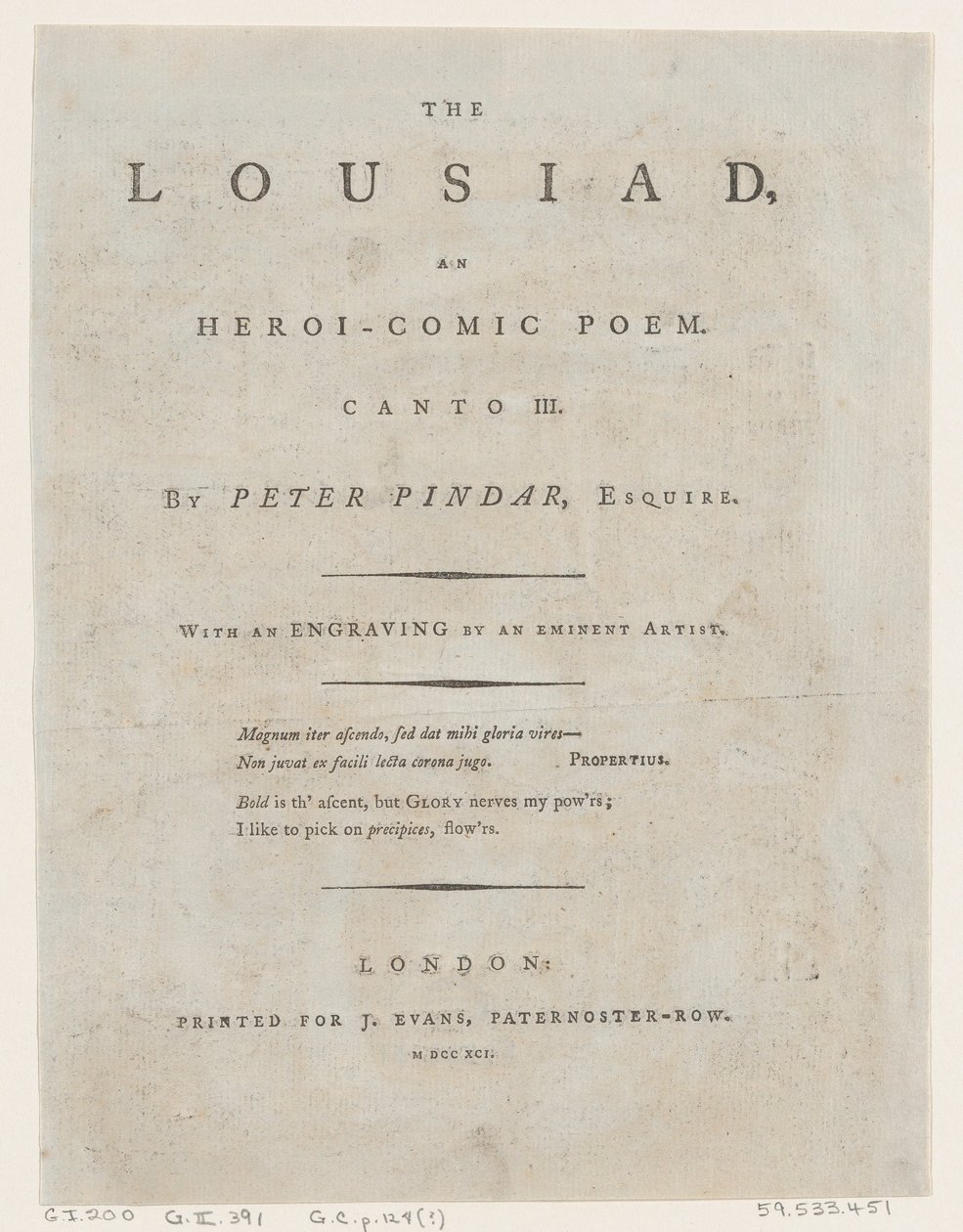 Lousiad od Petra Pindara, Frontispis, 1787., 1787. od Thomas Rowlandson
