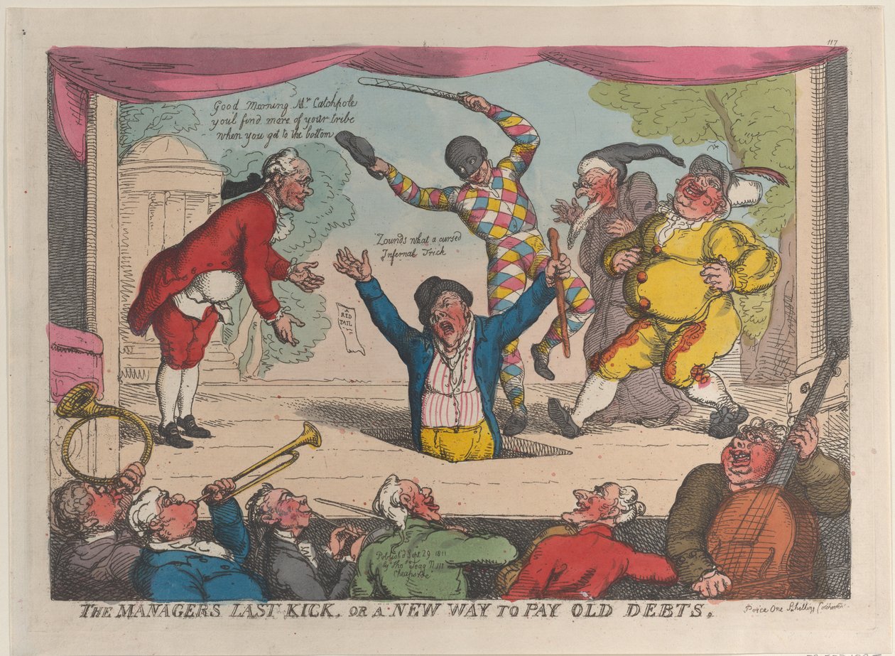 Manažerův poslední kop aneb nový způsob, jak zaplatit staré dluhy, 29. září 1811, 29. září 1811. od Thomas Rowlandson
