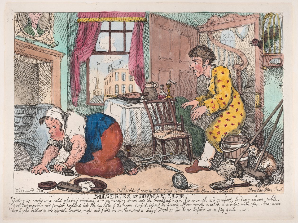 Misérie lidského života: Časné vstávání za chladného ponurého rána...před ..., 9. října 1807. od Thomas Rowlandson