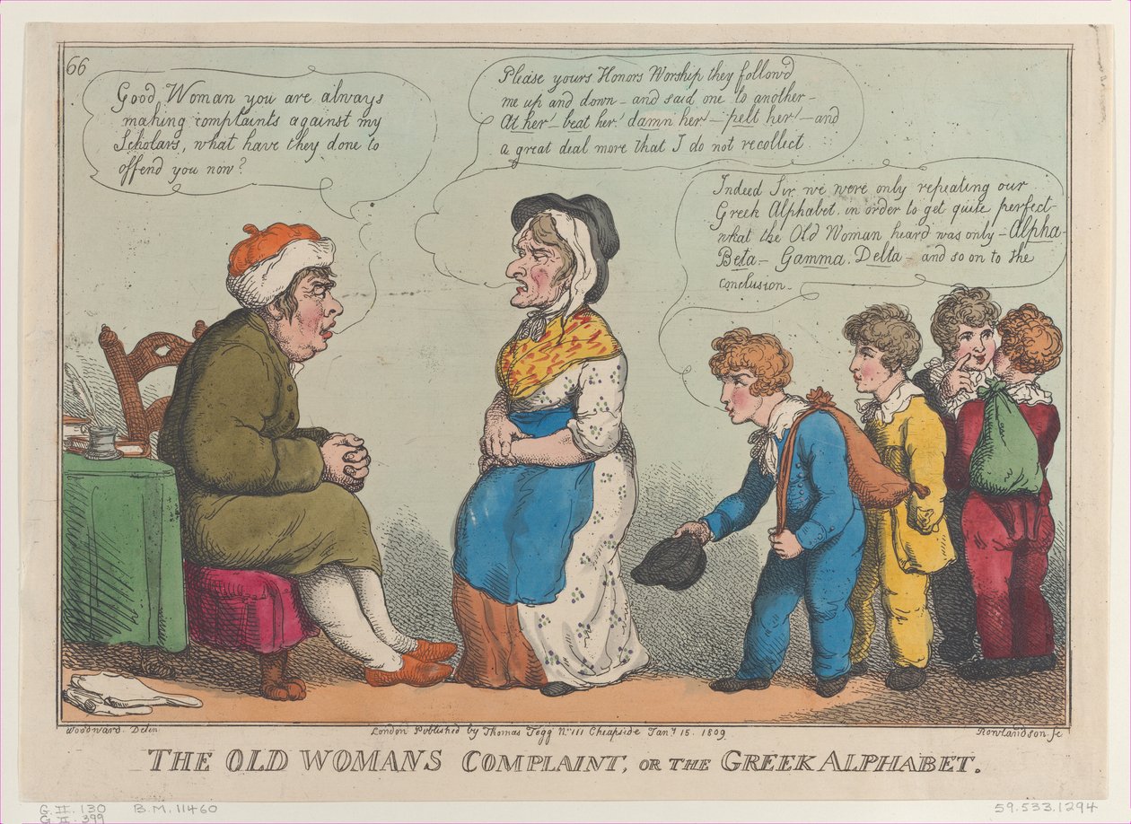 Stížnost staré ženy aneb řecká abeceda, 15. ledna 1809, 15. ledna 1809. od Thomas Rowlandson