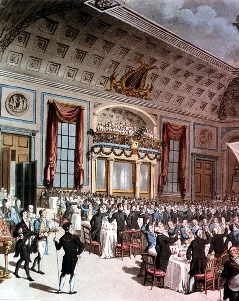 Vlastenecká večeře se konala v City of London Tavern od Thomas Rowlandson