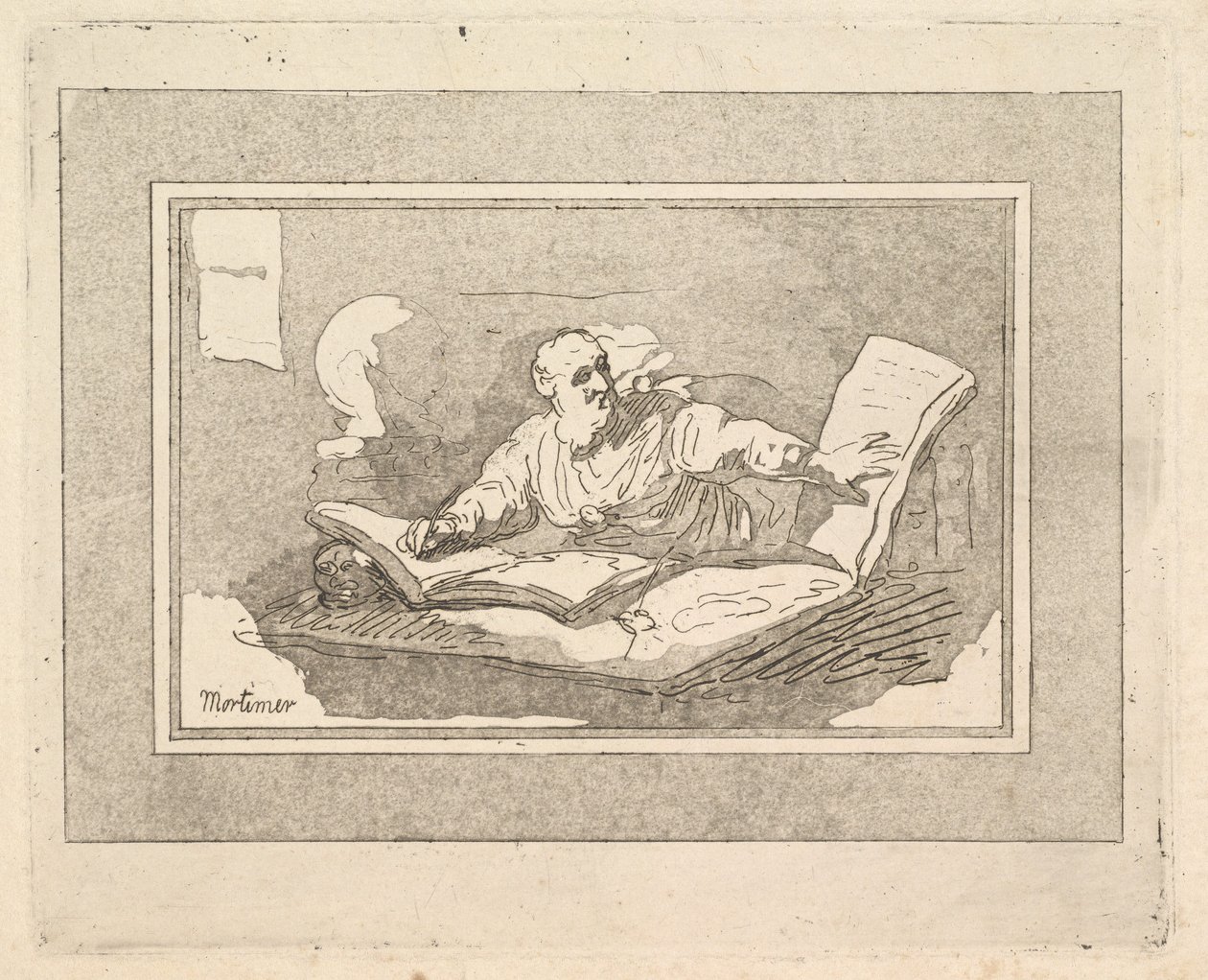 The Philosopher Bearded Old Man Copying Book, 1783-87. od Thomas Rowlandson