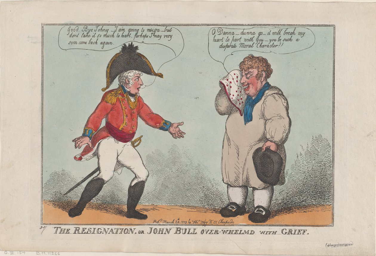Rezignace aneb John Bull přemožený žalem, 24. března 1809, 24. března 1809. od Thomas Rowlandson
