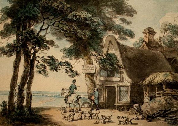 The Royal Oak (akvarel, pero a inkoust) od Thomas Rowlandson