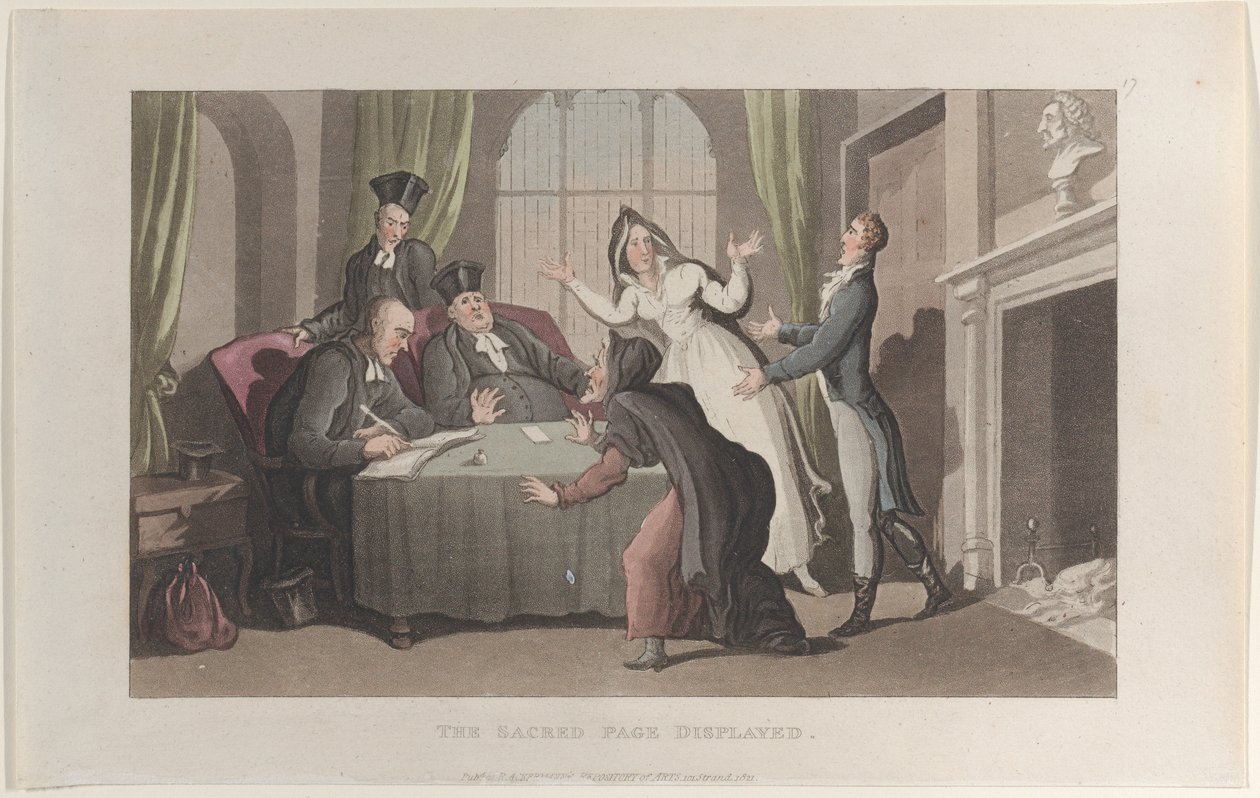 Zobrazená posvátná stránka z Journal of Sentimental Travels v jižních provinciích ..., 1821. od Thomas Rowlandson